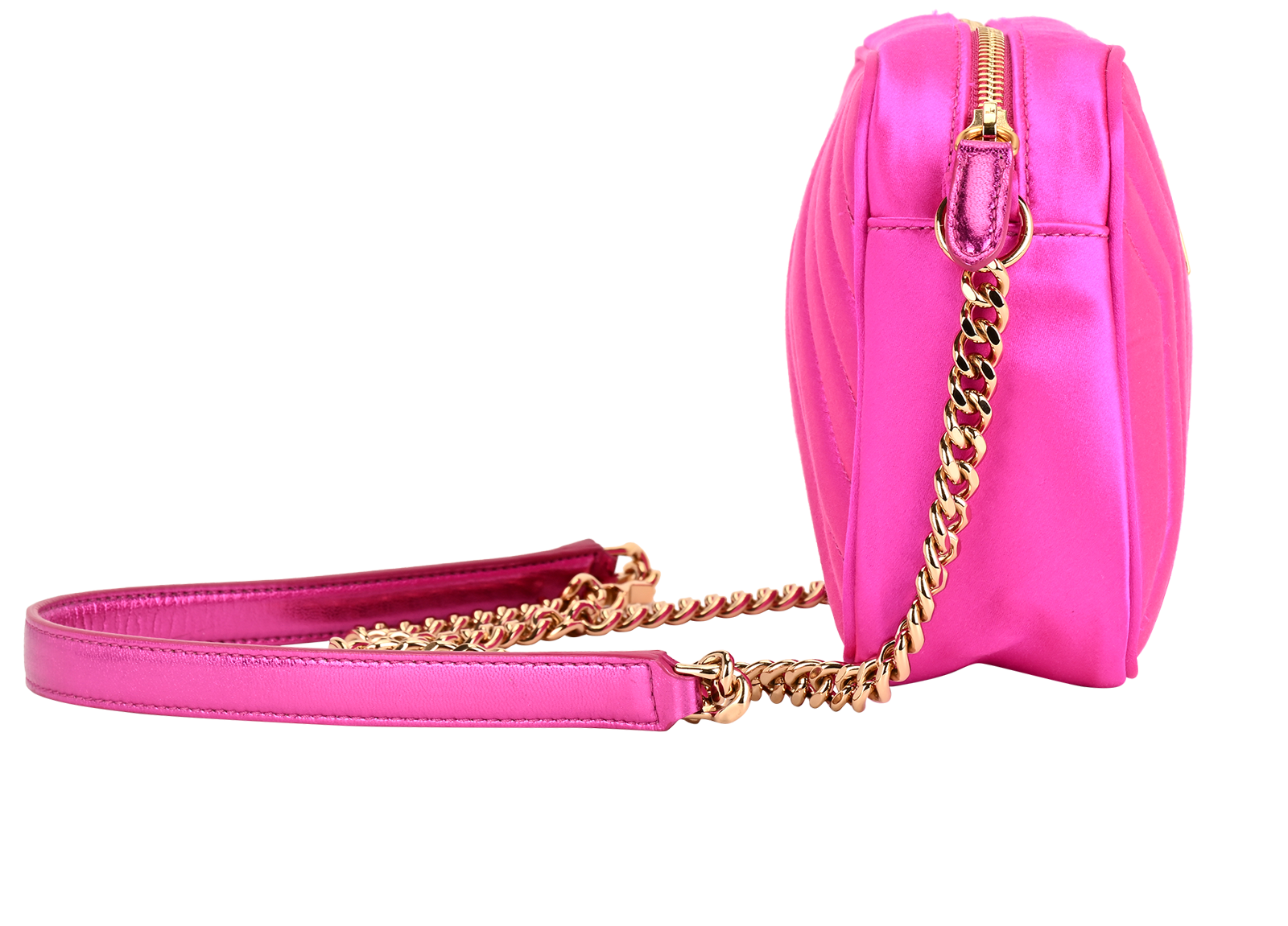 Star Quilted Crossbody, &pound;250, Handbags, Pink, Satin, Side view